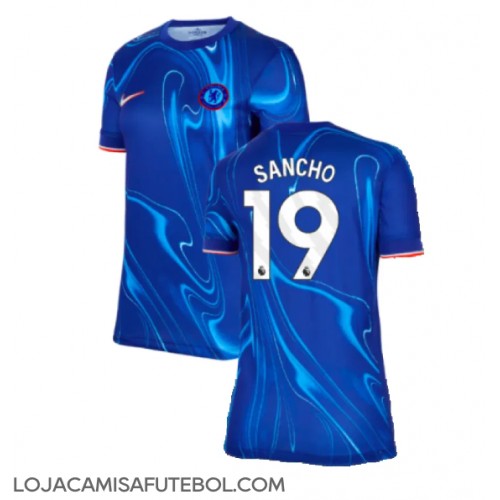 Camisa de Futebol Chelsea Jadon Sancho #19 Equipamento Principal Mulheres 2024-25 Manga Curta